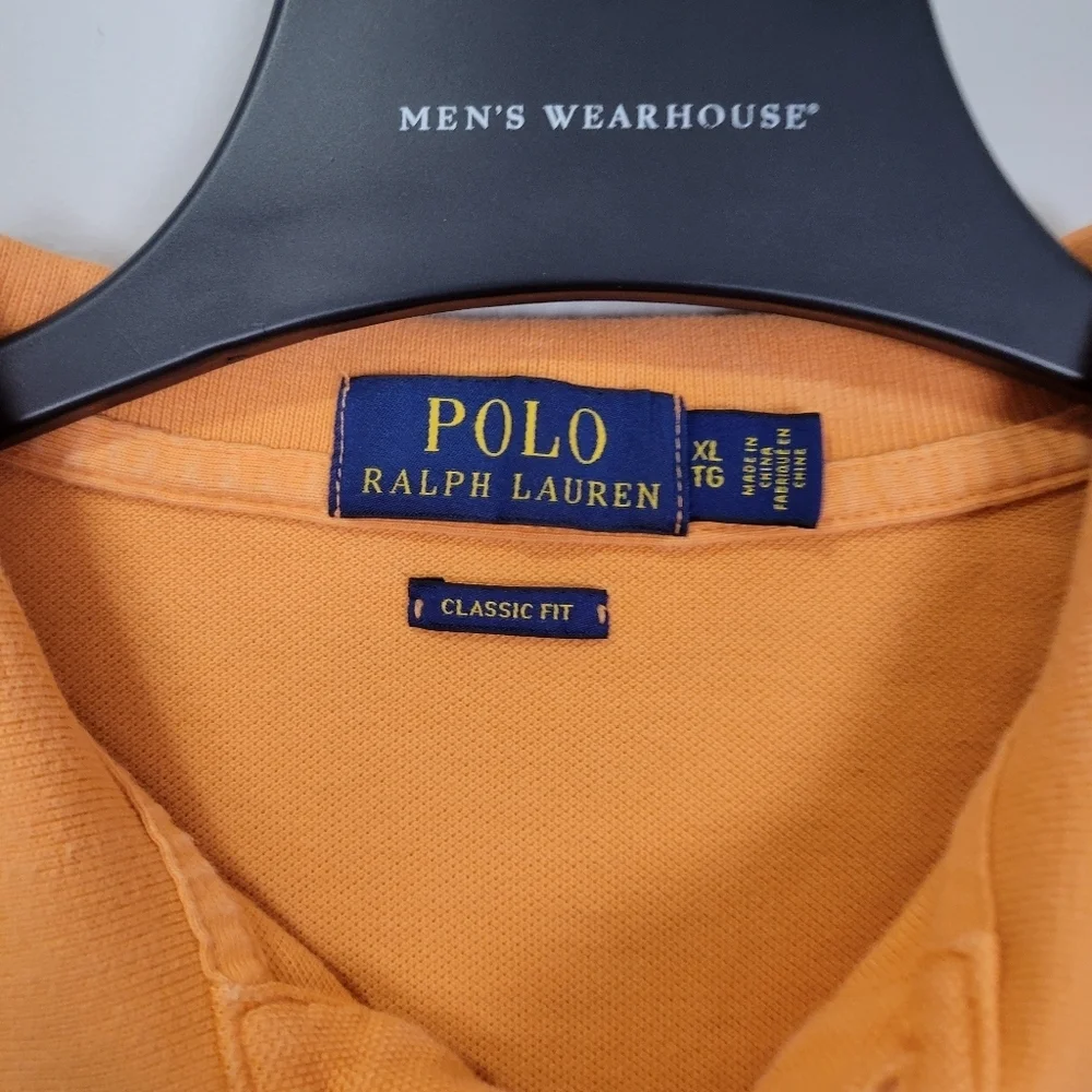 Ralph Lauren Polo Orange Short Sleeve Shirt Pony Logo Men's XL Classic Fit